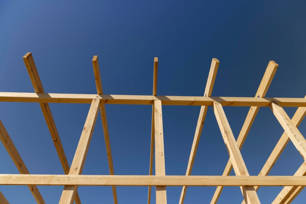 wooden part prefabricated structure frame building connected boards beams construction frame onestory building 252085 41678